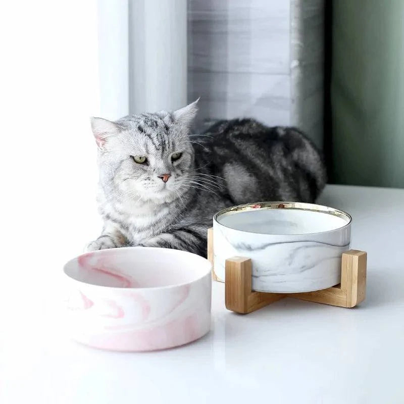 Bol Double en Céramique Marbrée pour Animaux de Compagnie - UNIVERS ANIMALS